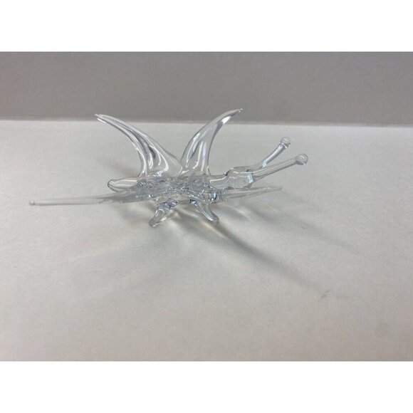 Studio Crafted Delicate Hand Blown Glass Butterfly Clear Figurine - Picture 5 of 8